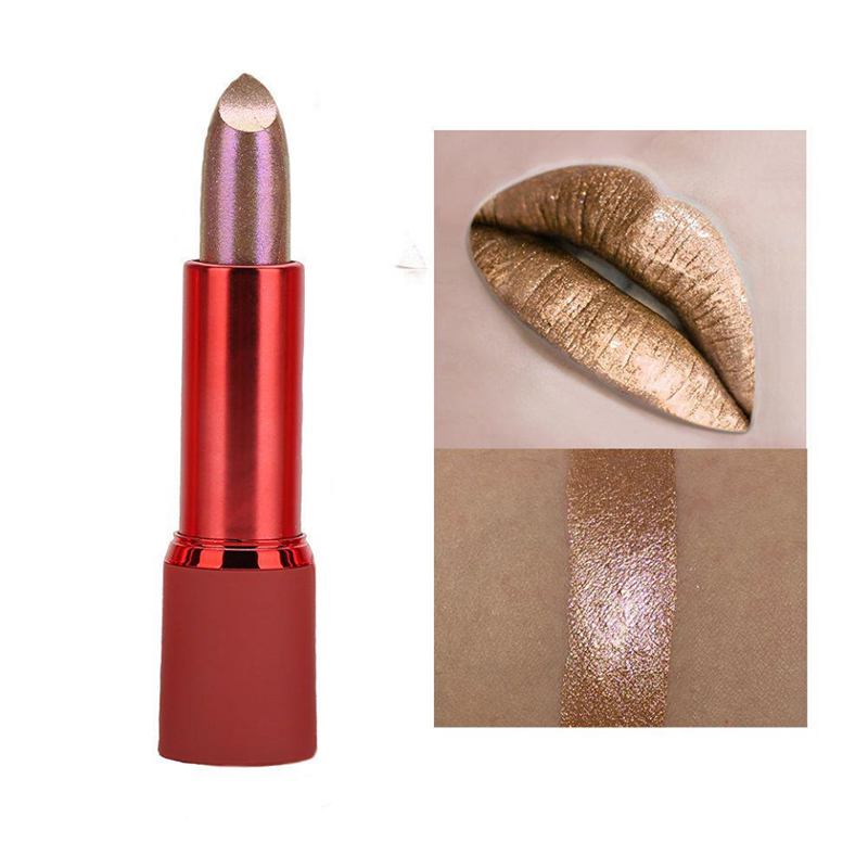 Glitter Lipstick Waterproof Metallic Lip Gloss Waterproof Pearl Lip Gloss for Women Cosmetic Lipstick