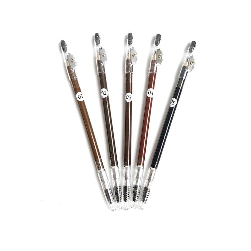 Wooden Eyebrow Dark Brown Waterproof Microblading Eyebrow Pencil With Brush Brow Pencil Permanent Makeup 5 color