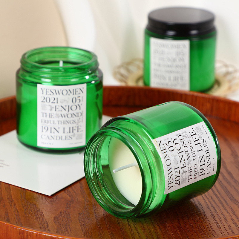 100g Candle Velas Aromaticas in Green Glass Jar Scented Candles